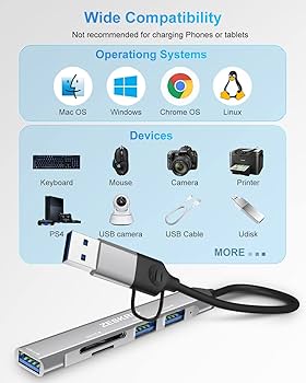 KHRIZ HUB ZESKRIS Hub USB C, 5 Portów Ultracienki Koncentrator Danych